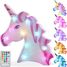 the light up unicorn head has many different colors