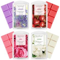 PRICES MAY VARY. Christmas Gift Package - 4 scents, 4 x 2.5 oz, Rose, Lavender, Jasmine, Cherry Natural Soy Wax- Made from natural soy wax, providing a cleaner, longer wax melts releasing Easy to Use- Place warmer cubes in wax melts warmer, wax burner electric, plugin wax warmer, soy wax candle warmer to emit scented air freshener for home, living room, bedroom, bathroom, dining room Suitable For Mothers Day Decorations- Relaxing and comforting scented waxes for ambience and guests; These wax me Wax Melts Packaging, Plug In Wax Warmer, Electric Wax Melt Burner, Wax Cubes, Scented Wax Cubes, Christmas Gift Packaging, Rose Lavender, Mothers Day Decor, Wax Melt Warmer