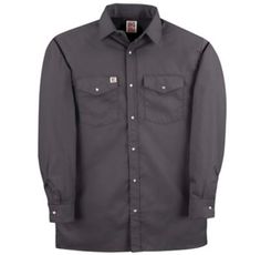 Big Bill Men's Premium Long Sleeve Snap Front Work Shirt, 247/OS-R-BLK-2X Bills Shirts, Mens Work Shirts, Mens Workwear, Tractor Supply, Work Shirt, Charcoal Color, Work Shirts, Tractor, Mens Long Sleeve