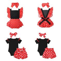 Click Here to New Arrivals New Arrivals Boys Clothing Girls Clothing Women's Clothing Men's Clothing Baby Clothing Infant Baby Girls Polka Dots Romper Jumpsuit + Headband Outfits Summer Cloth Set                       Set Include: 1Pc Romper, 1Pc Headband Condition: New with tag Material: Polyester Features: Romper is made of polyester material, hand wash, machine washable. Size Table means age ranges for baby girls, but they are for general guidance only. Adjustable ruffled shoulder straps, squ Cotton Polka Dot Sets For Summer, Polka Dot Fitted Summer Sets, Summer Cotton Minnie Mouse Sets, Minnie Mouse Cotton Summer Sets, Cute Polka Dot Summer Sets, Fitted Summer Sets With Matching Headband, Playful Minnie Mouse Summer Set, Cute Minnie Mouse Summer Sets, Dot Print Pattern