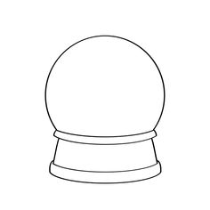 a black and white drawing of a snow globe