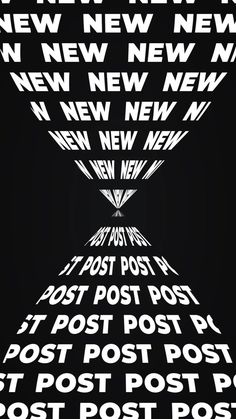 a black and white poster with the words new post posted in it's center