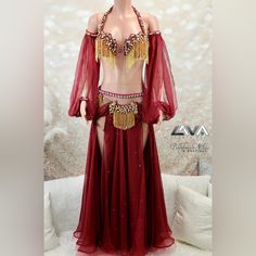 This Is A Beautiful One Of A Kind Eman Zaki Bellydance Couture Dress, Comes With All Pictured Including Sleeves Bra 34-B/C Hip 33-36 Size Small/Medium 2/4 Red Fitted Dress With Traditional Drape, Bollywood Style Red Evening Dress, Red Bollywood Evening Dresses, Fitted Dress With Traditional Drape For Festival, Fitted Traditional Drape Festival Dress, Bollywood Style Red Festival Dress, Fitted Traditional Dance Dress, Fitted Belly Dance Dress, Red Fitted Festival Dress