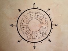 a drawing of an astro wheel on a piece of paper with numbers and symbols around it