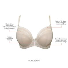 As soft and luxurious as shea butter, our Shea plunge bra’s sheer, breathable fabric conforms to your body like a second skin. The silhouette features a 3-part underwire cup with external and internal side slings for extra support. The comfort striped stretch mesh at the side, back and neckline provides ease of fit. A decorative lacing adorns the center front and accentuates the modern plunge neckline. • Ease of fit, sheet stretch, striped mesh neckline • Smooth, seamed, 3-part cup with inner si Fitted Low-cut Nursing Bra With Padded Cups, Elegant Full Coverage Padded Bra, Classic Bra With Removable Cups And Underwire, Classic Full Coverage Bra With Removable Cups, Elegant Low-cut Nursing Bra With Medium Support, Contoured Full Cup Bra With Padded Cups, Elegant Push-up Nursing Bra With Removable Cups, Fitted Push-up Nursing Bra Partially Lined, Feminine Padded Underwire Bra