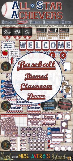 all star achievers baseball themed classroom decals and stickers for the sports team