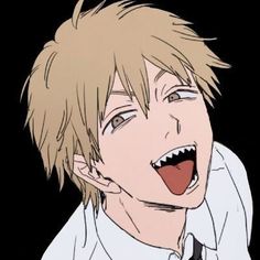 an anime character with his mouth open and tongue out