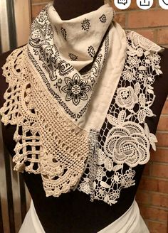 Artsy Clothing, Scarf Art, Doilies Crafts, Clothing Upcycle, Altered Clothing, Shabby Chic Clothes, Cowgirl Gifts, Lace Crafts