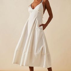 Free People Dress. Great For Summer. Super Cute Just Didn’t Fit. Actual Color On Last Slide Elegant Midi Dress With Slip Pockets, Spring Cotton Midi Dress With Slip Pockets, Chic Daywear Dresses With Slip Pockets, Spring Sundress Maxi With Slip Pockets, Sundress Midi Dress With Slip Pockets, Spring Midi Dress With Slip Pockets For Daywear, Spring Sundress Style Midi Dress With Slip Pockets, Spring Vacation Dresses With Slip Pockets, Spring A-line Dress With Slip Pockets