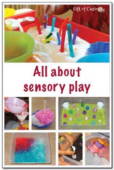 the cover of an all about sensory play book