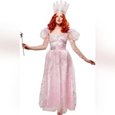 5-Piece Glinda The Good Witch Bundle! Worn One Time For A Couple Of Hours. Includes: Rubie's Womens Wizard Of Oz Glinda Costume Dress, Small Light-Up Adjustable Tiara Light-Up Glinda Wand Deluxe (Makes Magical Sounds As Well) Wizard Of Oz Glinda The Good Witch Wig (Says Child Size But Fits Adults), 75th Anniversary Edition Adjustable Rhinestone Butterfly Necklace Glinda Wand, Witch Wig, Wizard Of Oz Glinda, Glinda Costume, Glinda The Good, Glinda The Good Witch, Good Witch, The Good Witch, 75th Anniversary