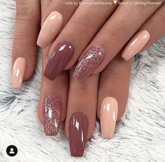 Different Nail Colors, Coffin Nails Designs, Gorgeous Nails, Cute Acrylic Nails, Acrylic Nail Designs, Nail Manicure, Trendy Nails, Beauty Nails, Natural Nails