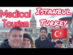 two people standing next to each other with the words medical tourism turkey