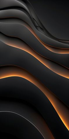 an abstract black and orange background with wavy lines