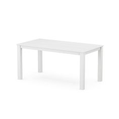 a white table sitting on top of a white floor