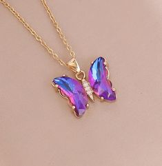 Elegant Multicolor Jewelry With Butterfly Charm, Elegant Multicolor Butterfly Charm Jewelry, Trendy Multicolor Butterfly Jewelry, Elegant Multicolor Butterfly Necklace As A Gift, Elegant Multicolor Butterfly Necklace As Gift, Elegant Multicolor Butterfly Necklace Gift, Purple Butterfly Charm Jewelry For Party, Multicolor Butterfly Charm Jewelry, Multicolor Butterfly Charm Necklaces