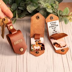 personalized leather key fobring with photo and name