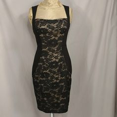 Wonderful Quality By This Well Known Designer. Flattering Cut And Details. Shown On A 6 Mannequin, Clipped At Bust. Length 38", Bust 34", Waist 28", Hips 39". Fabric Has Stretch, Could Be Worn Bodycon Fit Or Loose. Excellent Condition, No Issues, Looks To Be Unworn. Aidan Mattox Dress, Aidan Mattox, Black Lace Dress, Square Neck, Black And Tan, Workout Shorts, Black Lace, Lace Dress, Midi Dress