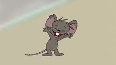 a cartoon mouse with its arms in the air