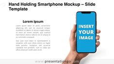 a hand holding a smart phone mockup with the text insert your image on it