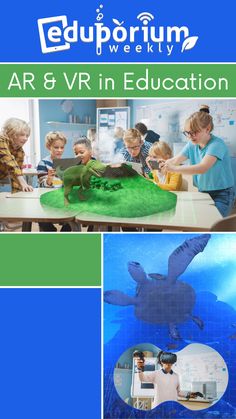 the cover of an article about vr in education with images of children and animals on it