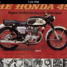 an advertisement for the honda 450 motorcycle