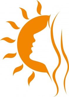 the silhouette of a woman's face with leaves on her head and sun behind it