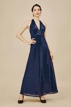 V Neck Hanging Sequin Maxi Dress | Darkblue | 1 V-neck Sequin Dress For Gala And Party Season, Glamorous V-neck Evening Dress With Contrast Sequin, Embellished V-neck Maxi Dress For Gala, V-neck Sequin Dress With Contrast Sequin For Prom, Blue Maxi Length V-neck Party Dress, Blue Embellished V-neck Maxi Dress, V-neck Contrast Sequin Party Dress, Elegant V-neck Sequin Dress For Gala, V-neck Contrast Sequin Dress For Party Season