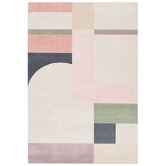 an abstract rug with various colors and shapes