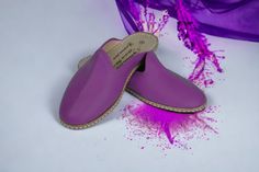 Comfy, handcrafted genuine leather purple women's slippers, loafers, slip ons, house shoes. Perfect, unique gift for couples, family, friend and also for yourself! If you would like to have another color of Charooq please contact us. We have varieties of different leather colors. We use the best leather in our slippers & shoes and all our handcrafted shoes are made to order. The Shoes are suitable for wearing inside or / and outside. Wanna see more styles and colors?! Check out the link! https:/ Handmade Closed Toe Slippers As Gift, Handmade Slip-on Slippers As Gift, Handmade Slip-on Slippers For Gift, Pink Leather Round Toe Slippers, Casual Purple Round Toe Slippers, Elegant Leather Footbed Slip-on Slippers, Comfortable Purple Round Toe Slippers, Luxury Elegant Purple Loafers, Purple Leather Slip-on Sandals