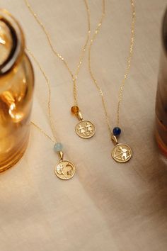 GELIN Diamond 14K Solid Gold Zodiac Necklaces Horoscope Necklace, Zodiac Sign Necklace, Sign Necklace, Bracelet Ring, Zodiac Jewelry, Medallion Necklace, 14k Gold Necklace, Zodiac Necklaces, Gold Necklaces