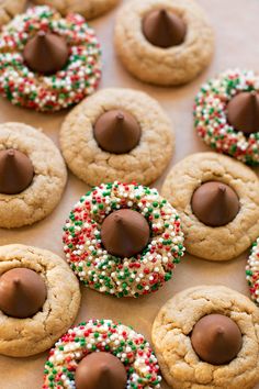 chocolate covered cookies with sprinkles and candy