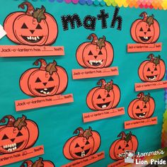 a bulletin board with pumpkins on it