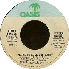 the label for donna summer's album i love to love you baby