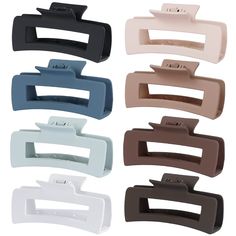 PRICES MAY VARY. 【Quantity】8 PCS Big Hair Clips 【Colors】Matte Black, White, Dark Blue, Light Grey, Coffee, Brown, Khaki, Beige. All Chic Colors. 【Size】 4.1 Inch Large Hair Claw, Great for thick hair 【Square Design】Rectangular Hair Clips. Stylish, Strong and Non slip. 【Perfect Must-have】Functional and in trend. 8 PCS Big Stylish Hair Clips in One Package. All Chic Colors.  Large Size Fit for Thick Hair. Big Hair Clips, Clips For Thick Hair, Autumn Hair Accessories, Hair Claw Clips, Claw Hair Clips, Styl Boho, Claw Clips, Fashion Hair Accessories, Strong Hair