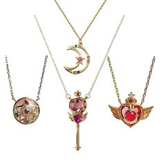 PRICES MAY VARY. ✅ Elegant Designs: These delicate necklaces feature intricate charms and pendants, adding a touch of whimsy to any outfit. ✅Quality Materials: Crafted with care using durable metals and vibrant gemstones, ensuring long-lasting beauty. ✅ Applicable to A Wide Range of Occasions,such as Christmas, Mother's Day, Anniversary, Birthday, Cosplay, Halloween, Princess Costume, Friendship Memorial Jewelry, Birthday Gift. ✅Anime Themed Necklace: 4 types of necklace can be used as gifts and Types Of Necklace, Halloween Princess, Star And Moon Necklace, Necklaces Gold, Princess Costume, Unusual Jewelry, Cosplay Halloween, Jewelry Birthday, Star Moon