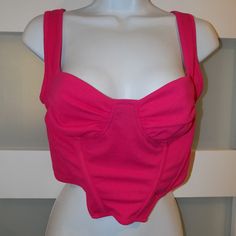 Shein Hot Pink Corset Style Shirt Top Size M Women's Nwot Pink Cropped Top For Night Out, Fitted Pink Tank Crop Top, Pink Fitted Crop Top Tank, Pink Fitted Crop Top, Fitted Cotton Tops For Night Out, Fitted Pink Top For Night Out, Fitted Cotton Party Crop Top, Fitted Cotton Crop Top For Party, Fitted Cotton Crop Top For Night Out