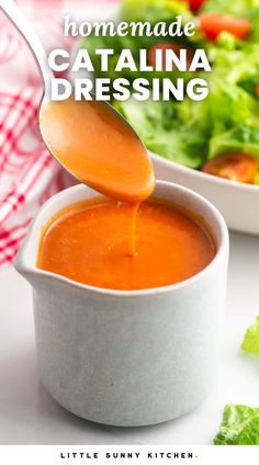 homemade catalina dressing in a bowl with a spoon