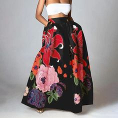 Bohemian High Waist Maxi Skirts Women Floral Printed Elegant A-Line Sk – Rarove Floral Print Maxi Skirt, High Waisted Maxi Skirt, Womens Maxi Skirts, Skirt Maxi, Long Skirts For Women, A Line Mini Skirt, Half Skirt, Floral Maxi Skirt, Party Skirt