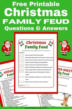 the christmas family and friends quiz is shown with santa's helper on it