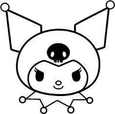 a black and white drawing of a cartoon character with big eyes, nose and ears