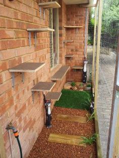 the outside of a house with brick walls