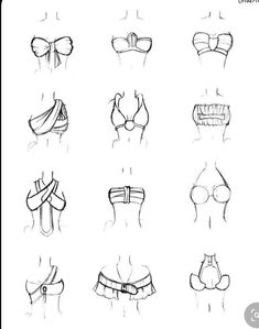 the different types of bras drawn by hand