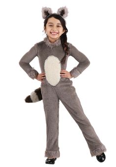 PRICES MAY VARY. Adorable Raccoon Cutie: Transform your little one into the sweetest forest dweller with this charming Girl's Raccoon Costume! Perfect for themed parties, Halloween, or imaginative play. High-Quality Construction: Made of 100% polyester, this costume features a soft minky jumpsuit with a convenient zipper down the center back for easy dressing up and removal. Authentic Raccoon Details: Your toddler will love the faux shag fur accents on the collar, sleeve, and ankle cuffs, adding a realistic touch to their raccoon look. Playful and Fun: The fiber-filled faux fur tail sewn in the back completes the costume, ensuring your little raccoon is ready for some mischievous adventures in the wild! Versatile Dress-Up Option: Ideal for toddlers who love animals and play-pretend, this T Diy Racoon Costume, Woodland Creature Costume, Creature Costume, Raccoon Costume, Jumpsuit Style, Animal Costumes, Toddler Costumes, Group Costumes, Ankle Cuffs