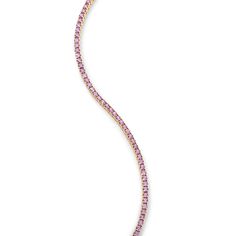 Enhance your jewelry collection with the captivating beauty of our Pink Sapphire Tennis Bracelet. Adorned with vivid pink gemstones, this exquisite piece radiates elegance and charm. Available in 14K Yellow Gold and White Gold Carat weights are reflective of a 7in bracelet. Shorter lengths will have lower carat weights that those listed. Gemstones are natural, therefore colors may vary Fine Jewelry Tennis Bracelet With Gemstone, 14k Gold Jewelry With 17 Pink Jewels, Pink Diamond Bracelet As A Gift, Classic Pink Tennis Bracelet With Jubilee Style, Pink Diamond Bracelets For Formal Occasions, Pink Jubilee Tennis Bracelet In Classic Style, Elegant Rose Gold Bracelet For Formal Occasions, Classic Pink Tennis Bracelet With Jubilee Design, Pink Diamond Bracelet For Gifts