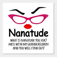 a poster with the words nanatude and a woman's face in pink glasses