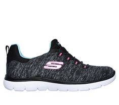 Get right to the sporty style and comfort wearing the Skechers Summits - Quick Getaway shoe. This slip-on sneaker features a soft heathered jersey knit upper with a bungee-laced front and cushioned Memory Foam comfort insole. | Skechers Women's Summits - Quick Getaway Sneaker Sporty Slip-on Sneakers With Ortholite Insole For Sports, Sporty Gray Slip-on Sneakers For Light Exercise, Comfortable Athleisure Sneakers For Sports, Sporty Textile Slip-on Sneakers For Light Exercise, Comfortable Sporty Running Shoes With Laces, Comfortable Sporty Walking Shoes With Laces, Sporty Textile Slip-on Sneakers, Comfortable Sporty Running Shoes, Comfortable Running Shoes With Elastic Laces For Sports