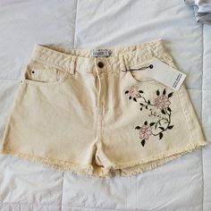 Beige Denim Embroidered Shorts. Embroidery Has Flowers In Front And Back Of Shorts. Very Cute Item, Size 8. This Is New With Tags. Summer Cotton Jeans With Floral Embroidery, Summer Embroidered Cotton Jeans, Summer Cream Bottoms With Floral Embroidery, Spring Cotton Embroidered Bottoms, Beige Floral Embroidered Bottoms For Spring, Spring Embroidered Cotton Bottoms, Cream Floral Embroidery Bottoms For Summer, Spring Beige Floral Embroidered Bottoms, Summer Floral Embroidery Cream Bottoms