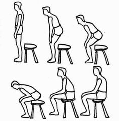 an image of man sitting on stools in different positions to perform exercises for back pain