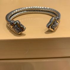 David Yurman Sterling Silver 18k Yellow Gold 10mm Double Cable Cuff Beautiful Bracelet Worn A Handful Of Times , In Great Condition David Yurman Jewelry, David Yurman, Beautiful Bracelet, Womens Jewelry Bracelets, Silver Gold, Jewelry Bracelets, Cable, Yellow Gold, Cuff